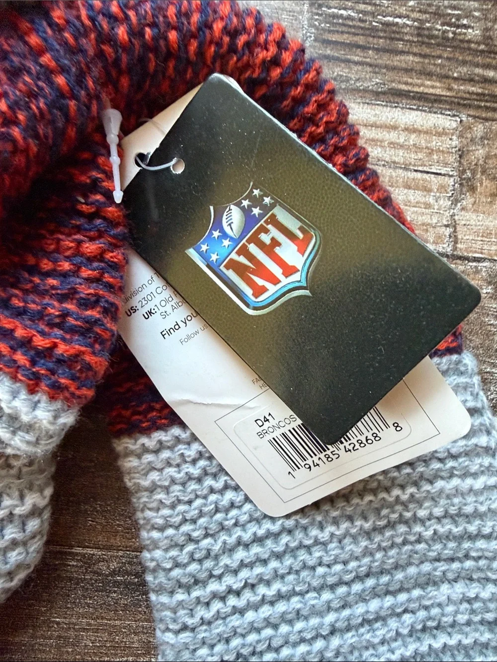 NFL Denver Broncos Striped Knit Infinity Scarf in Orange & Blue